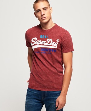 Superdry Vintage Logo Tri Férfi Pólók Bordó/Fehér | WXQSL1748